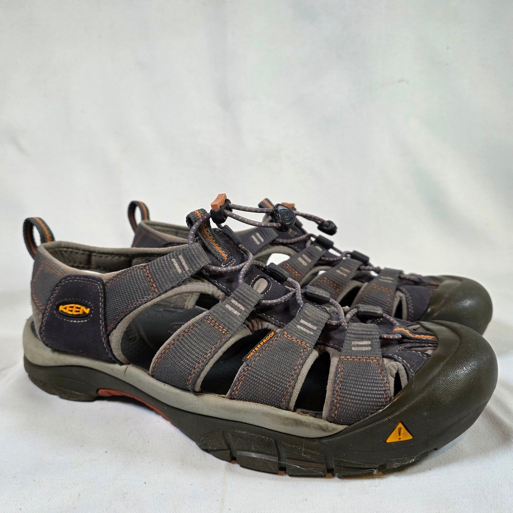 KEEN Newport H2 Mens 13 Sandals Grey Orange Waterproof Hiking Shoes Rugged Trail